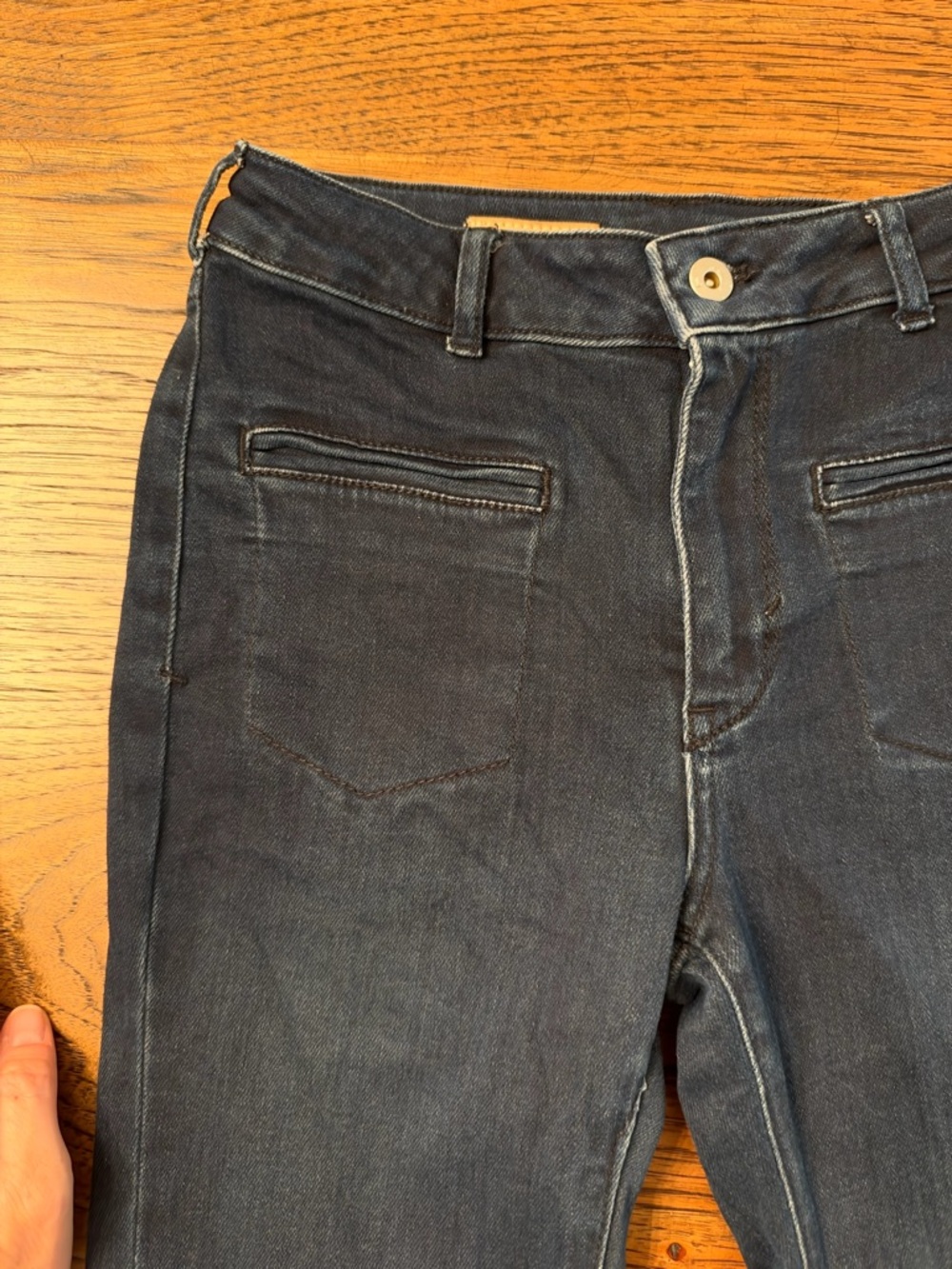 Pilcro Anthropologie Dark Wash Bootcut Straight Jeans Size 26 French Girl Chic - Picture 5 of 15